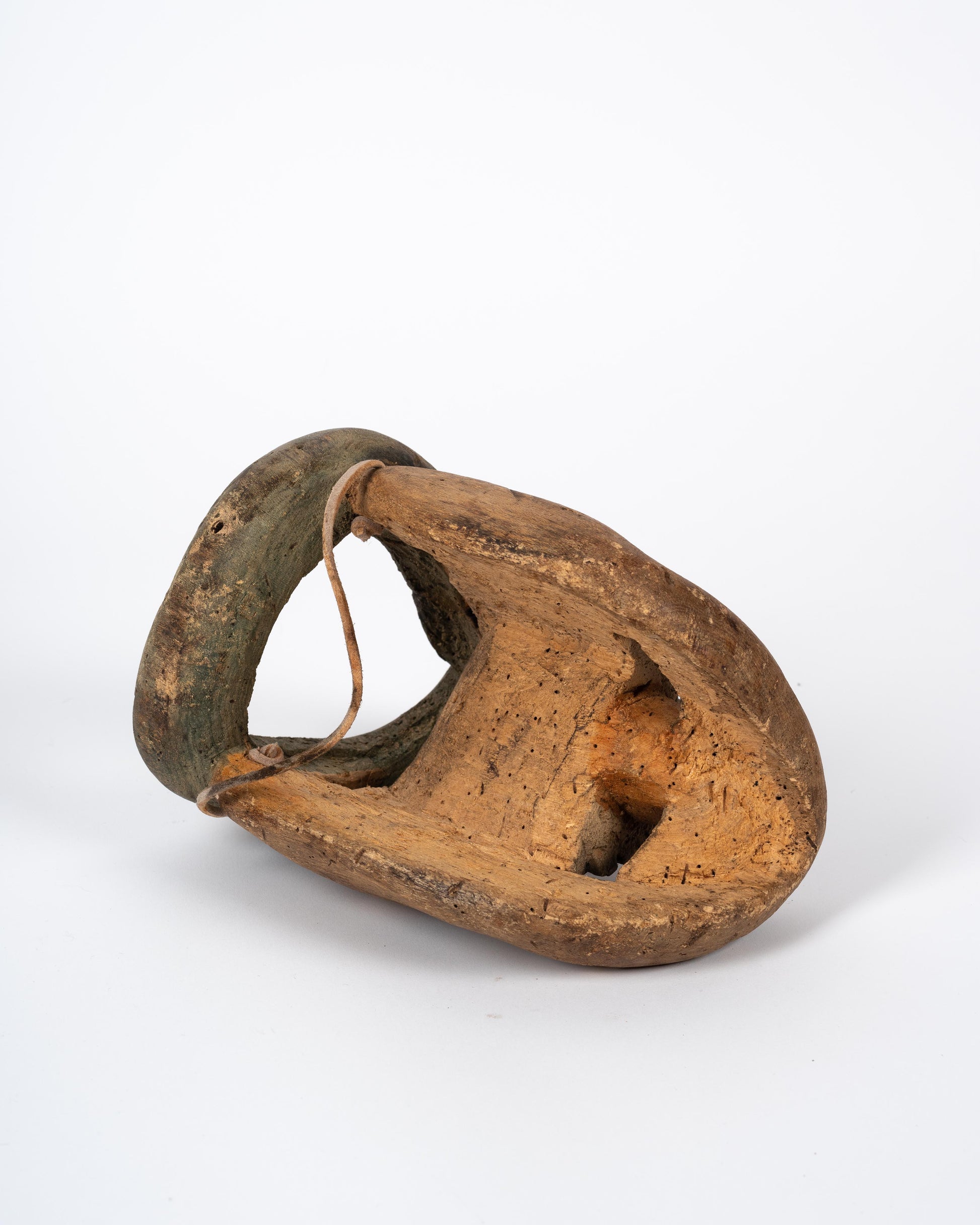 Antique mask of man with snake from Guerrero, Mexico