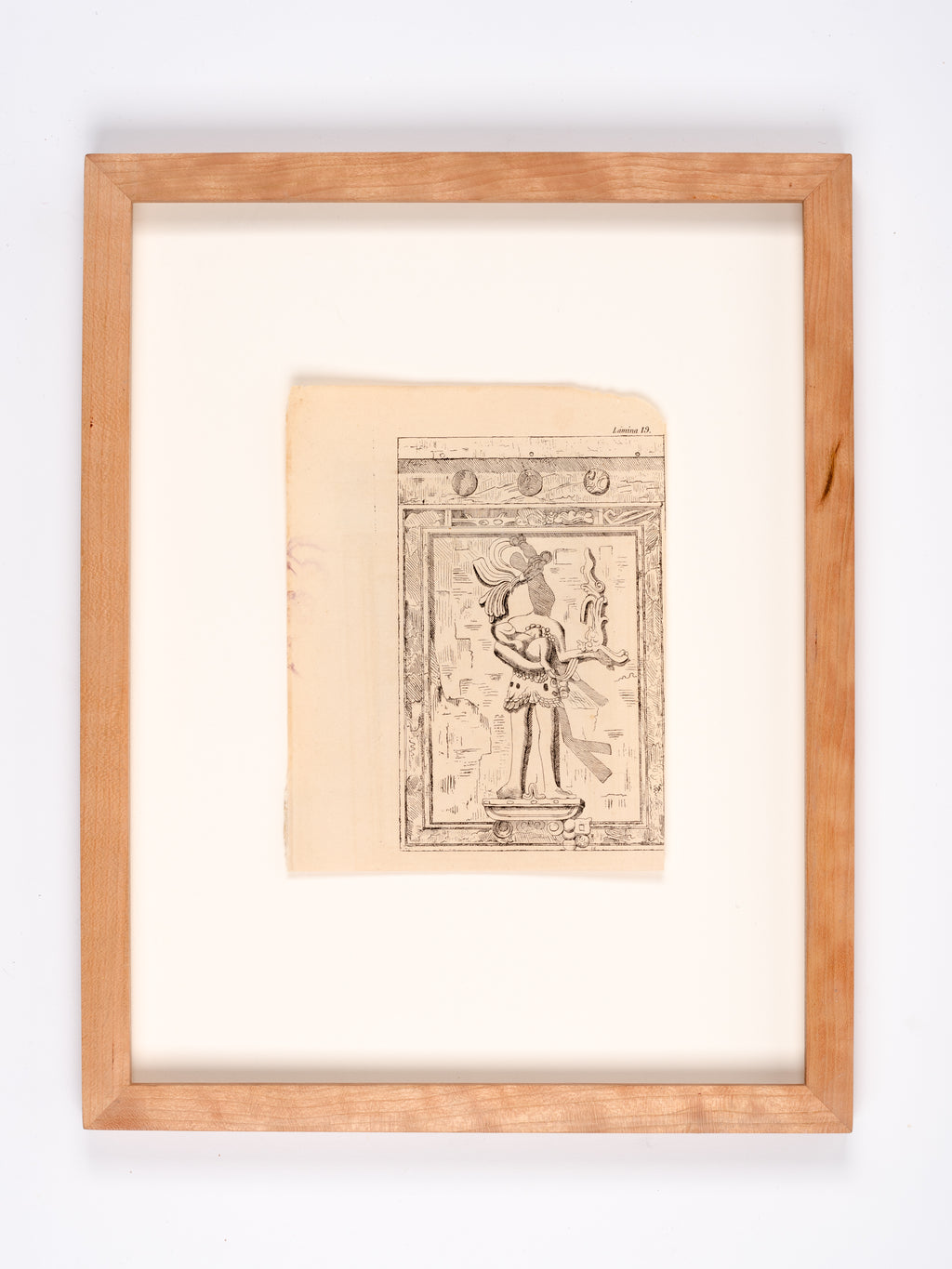Illustration from archeological text depicting Mayan bas-relief panel