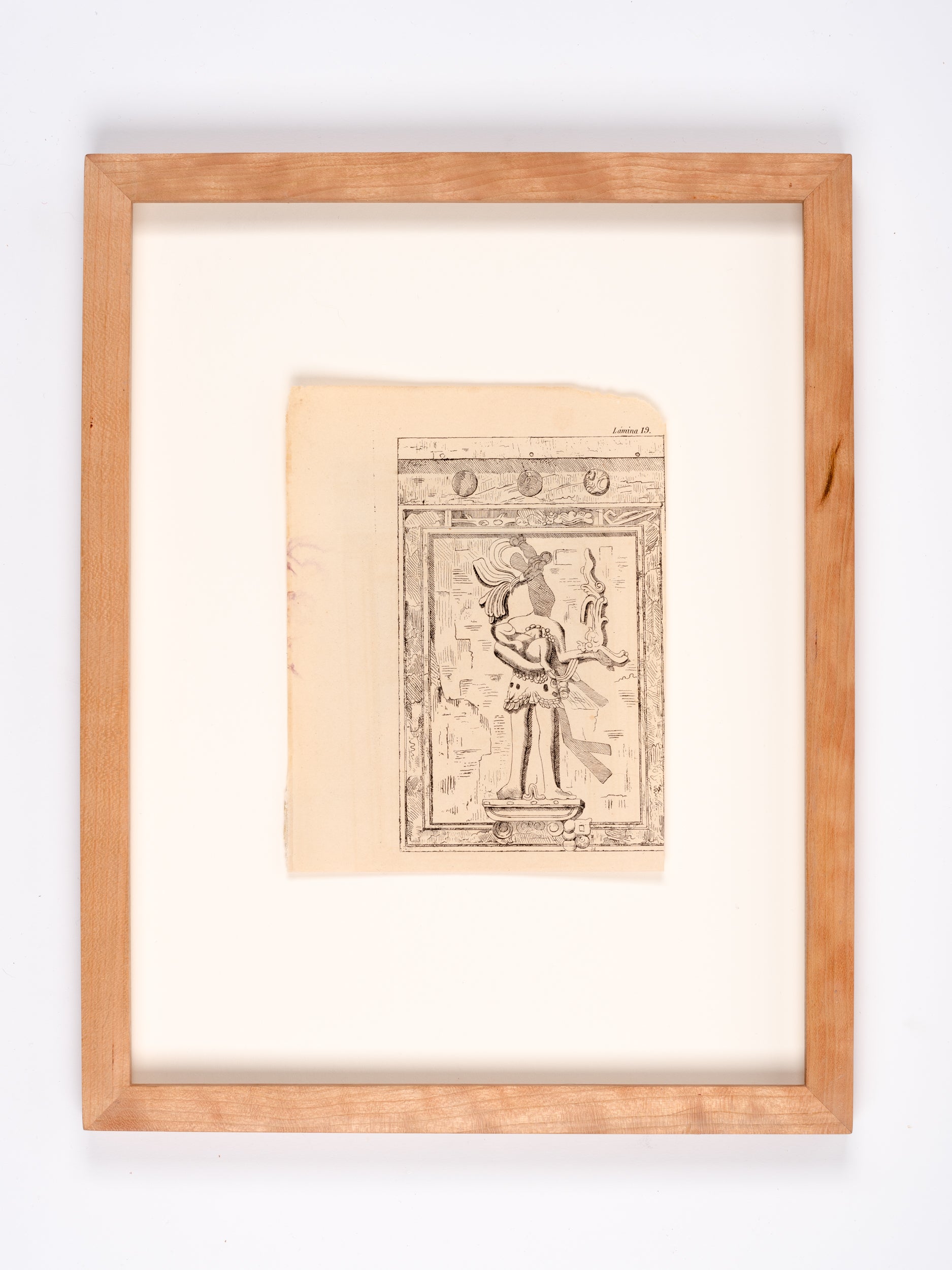 Illustration from archeological text depicting Mayan bas-relief panel